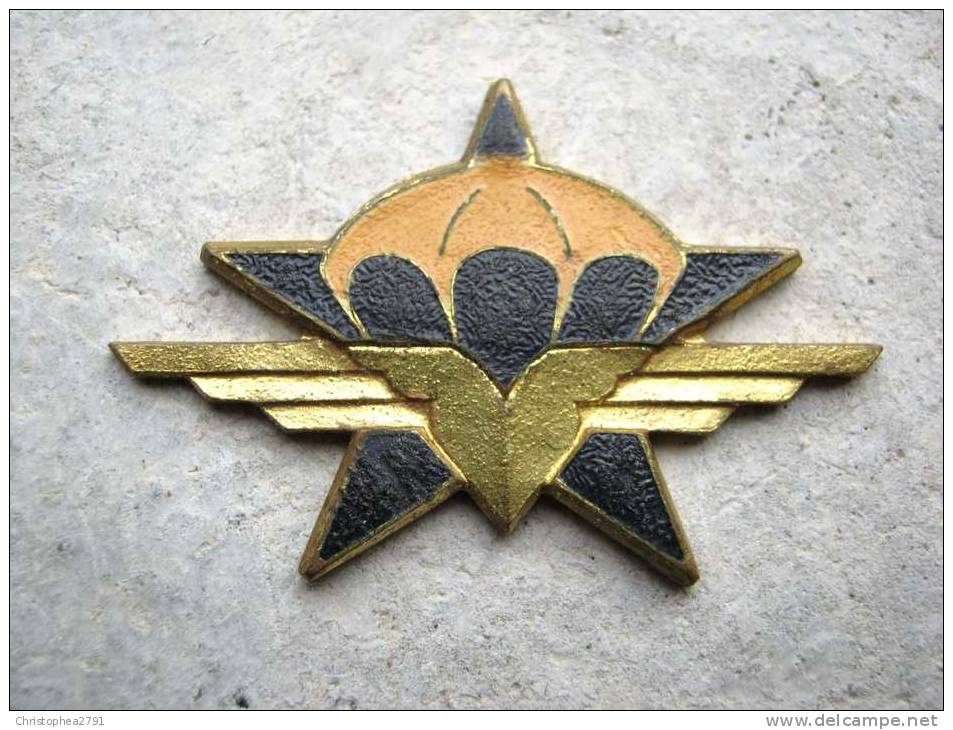 ANCIEN INSIGNE CHASSEURS PARACHUTISTE 1° RCP (PARACHUTE ORANGE) INSIGNE NOIR ET DORE (Sans Attache) BON ETAT DRAGO PARIS - Armée De Terre