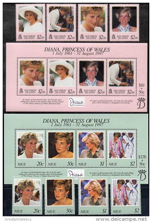 PRINCESS DIANA (2 SETS + 2 S/S From PACIFIC ISLANDS) MNH BRITISH ROYALTY - Mother Teresa