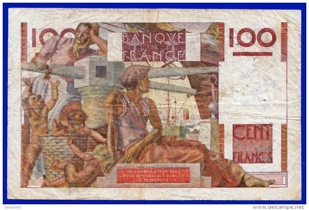 BILLET MONNAIE 100 FRANCS JEUNE PAYSAN TYPE 1945 FILIGRANE INVERSE DU 2.10.1952 N° 21219 V.500 - NOTRE SITE Serbon63 - 100 F 1945-1954 ''Jeune Paysan''