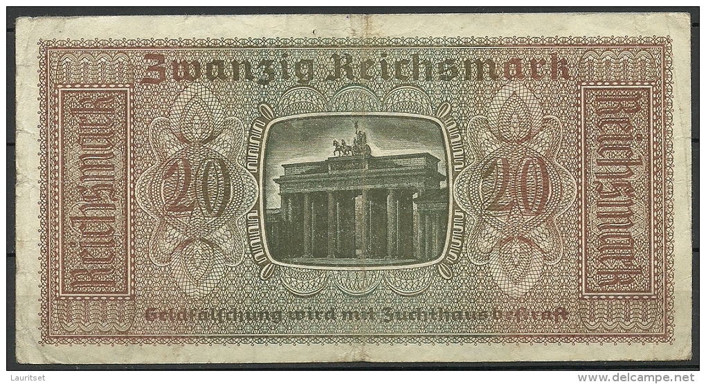 Deutschland Occupation Bank Note 20 Reichsmark Serie E - WW2