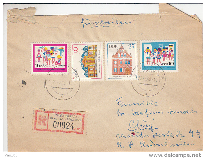 PIONEERS CAMPS, CHILDRENS, CASTLES, STAMPS ON REGISTERED COVER, 1969, GERMANY - Covers & Documents