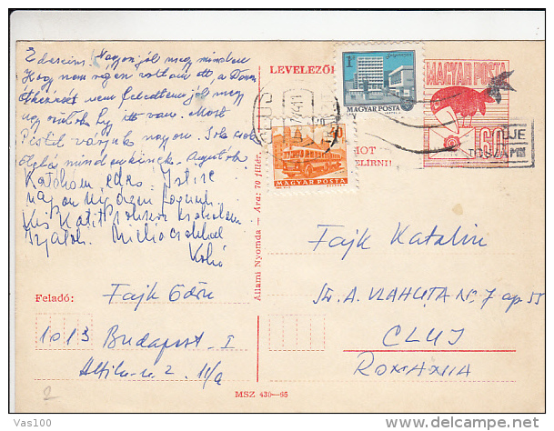 BUSS, BUILDING, STAMPS ON PC STATIONERY, ENTIER POSTAL, 1974, HUNGARY - Briefe U. Dokumente