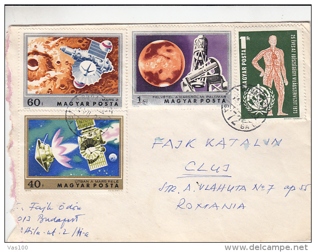 SPACE, COSMOS, SATTELITE, SPACE SHIPS, HUMAN BODY, STAMPS ON COVER, 1974, HUNGARY - Brieven En Documenten