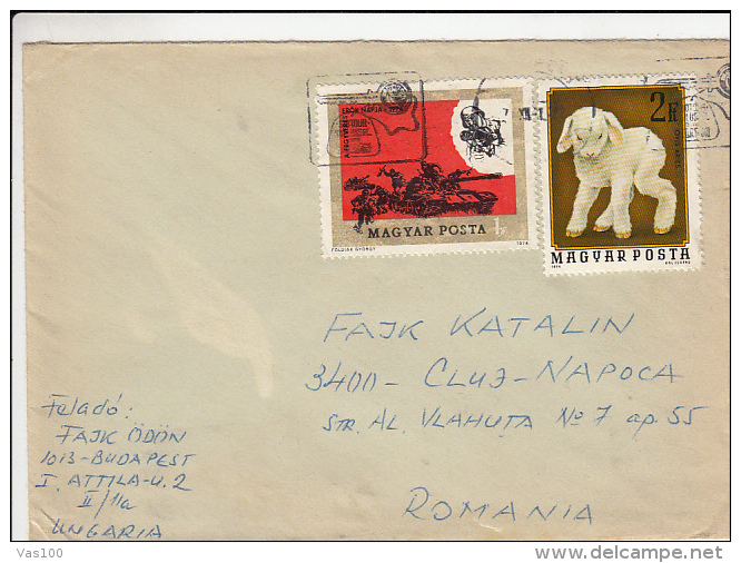 WAR SCENE, LAMB, BALATON LAKE TOURS, STAMPS ON COVER, 1975, HUNGARY - Cartas & Documentos