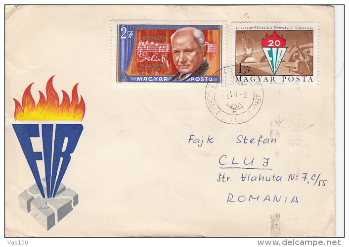 INTERNATIONAL ASSOCIATION OF RESISTANT, COMPOSER, COVER FDC, 1977, HUNGARY - Storia Postale