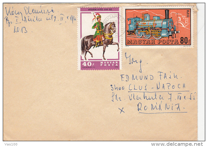 TRAIN, LOCOMOTIVE, SOLDIER ON HORSE, STAMPS ON COVER, 1978, HUNGARY - Storia Postale