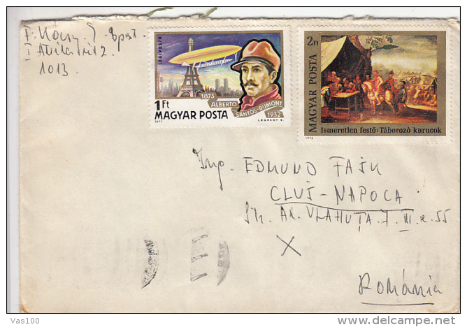 ZEPPELINS OVER PARIS, PAINTING, STAMPS ON COVER, 1971, HUNGARY - Cartas & Documentos