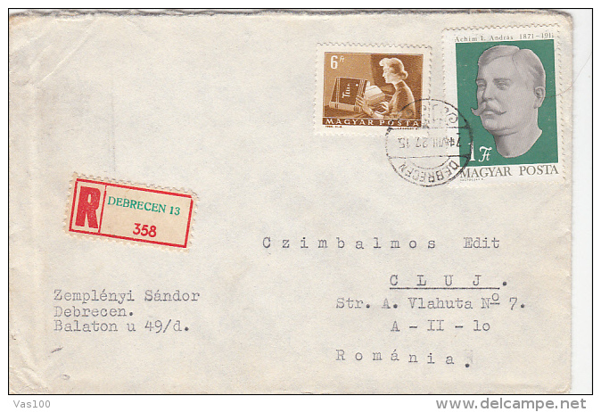 ACHIM ANDRAS, POLITICIAN, POST SERVICE ADVERTISING, STAMPS ON REGISTERED COVER, 1971, HUNGARY - Briefe U. Dokumente