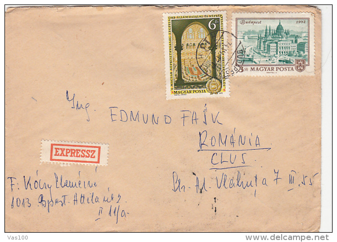 HUNGARIAN PARLIAMENT, HALL, STAMPS ON COVER, 1974, HUNGARY - Briefe U. Dokumente