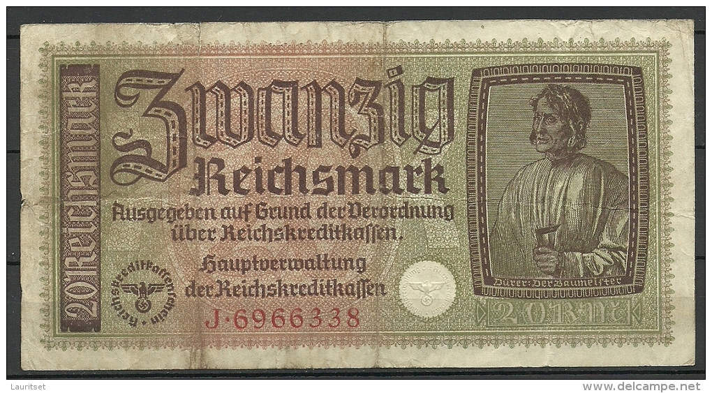 Deutschland Occupation Bank Note 20 Reichsmark Serie J - 2. WK