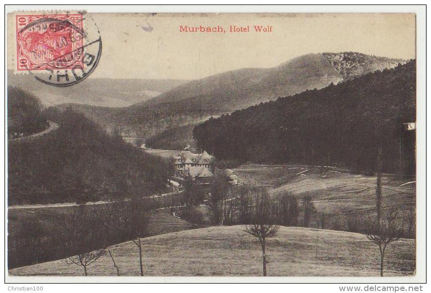 MURBACH : HOTEL WOLF - PEU COURANTE - ECRITE EN 1909 - 2 SCANS - - Murbach