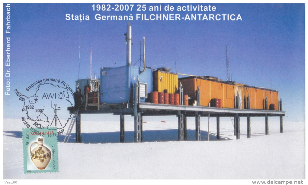 THE GERMAN ANTARCTIC STATION - FILCHNER,2007,SPECIAL COVER,ROMANIA - Bases Antarctiques