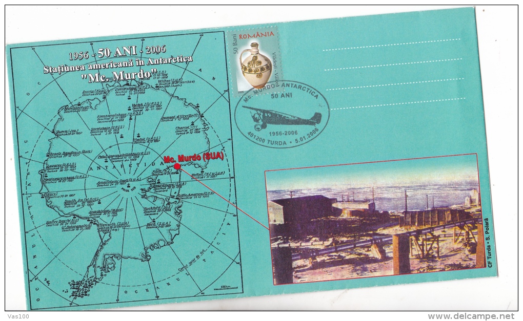 "MC.MURDO" AMERICAN STATION IN THE ANTARCTIC,SPECIAL COVER,2006,ROMANIA - Bases Antarctiques