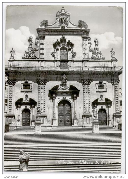 MODICA, LA CHIESA DI SAN PIETRO, B/N, VG 1957    **** - Modica