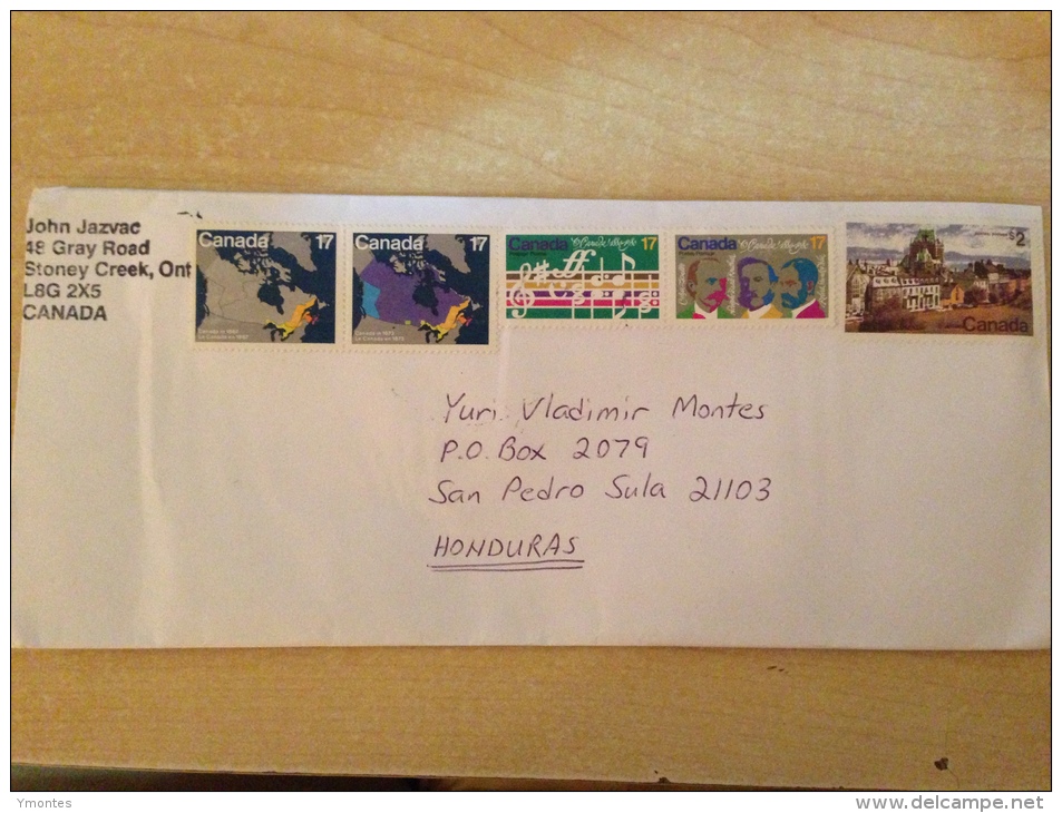 Cover Ontario To San Pedro Sula 2013 ( Map Stamp) - Lettres & Documents