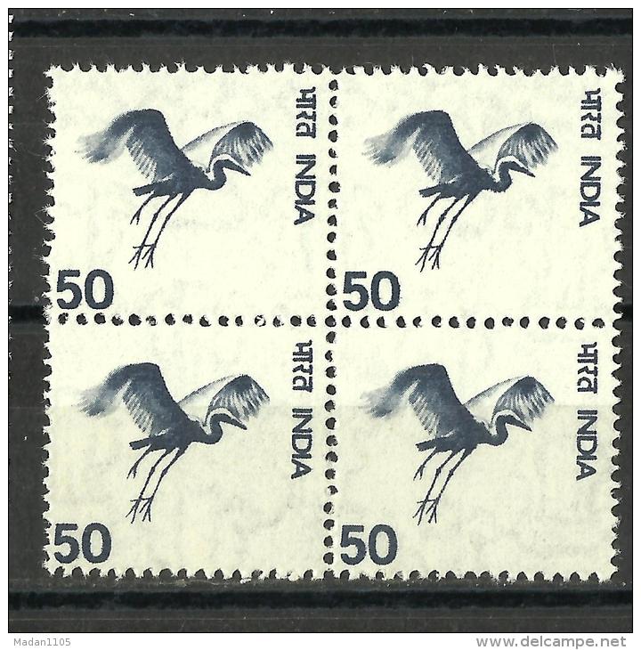 INDIA, 1975, DEFINITIVES, ( Definitive Series ), Gliding Bird, Blocks Of 4,  MNH, (**) - Neufs