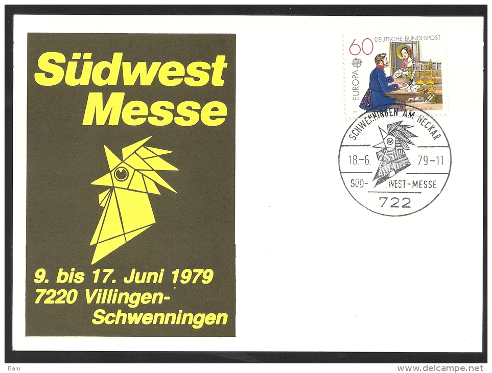 Deutschland BRD Sonderstempel Sonderkarte 1979 Südwest Messe Südwestmesse 18.6.79 722 Villingen-Schwenningen Auf Mi 1012 - Machines à Affranchir (EMA)