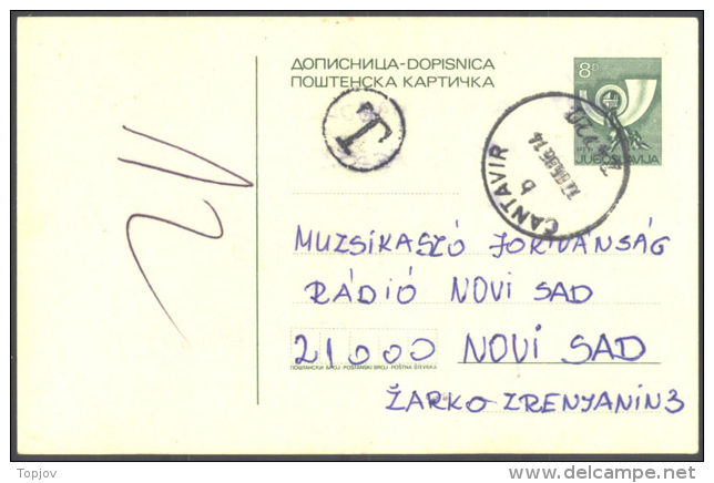 YUGOSLAVIA - JUGOSLAVIA - PS Mi. 186 A + T (tarif 15 D) - 1986 - Postal Stationery