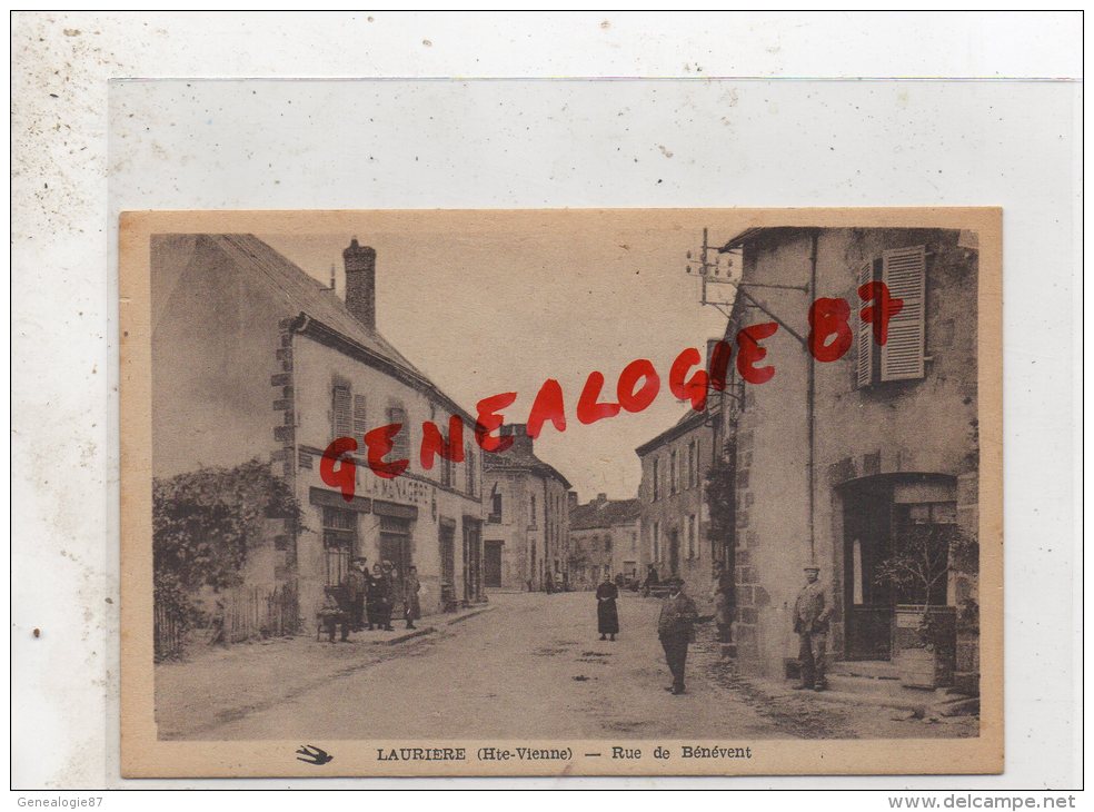 87 - LAURIERE -  LA RUE DE BENEVENT- MAGASIN A LA MENAGERE - Lauriere