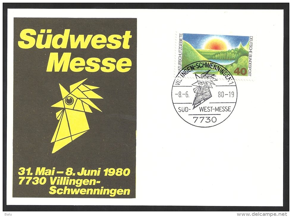 Deutschland BRD Sonderstempel Sonderkarte SS 1980 Südwest Messe Südwestmesse 8.6.80 7730 Villingen-Schwenningen Mi 1052 - Frankeermachines (EMA)