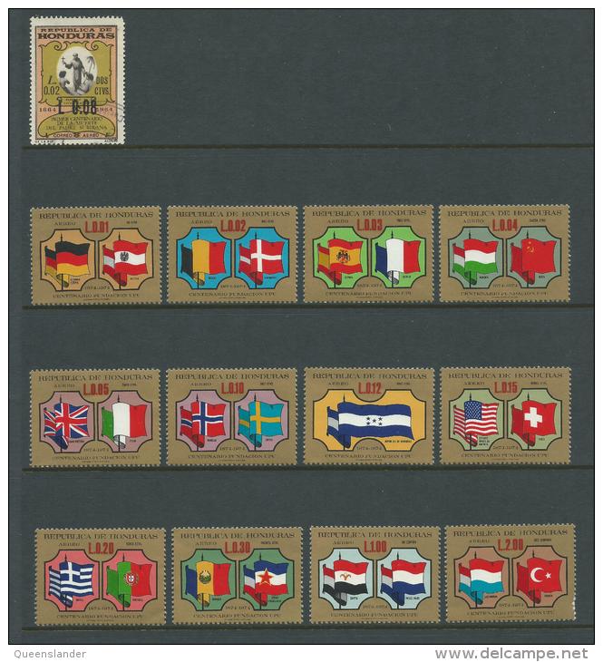 1974 Flags Issue  All Stamps Complete MUH Full Gum On Rear Plus 1964 Overprint  Used - Honduras