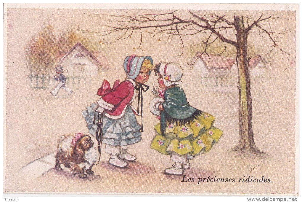 ¤¤  - Carte D´ Illustrateur - GERMAINE BOURET - Les Précieuses Ridicules - Petit Chien  - Deux Petites Filles  -  ¤¤ - Bouret, Germaine