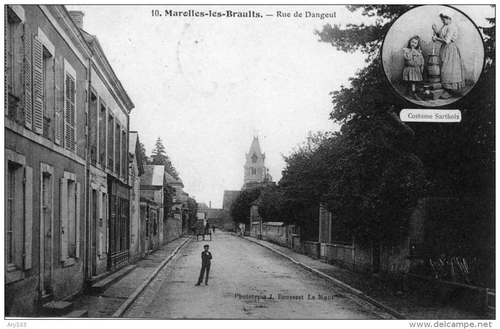 72 Sarthe -  Marolles-les-Braults -rue Dangeul (costumes En Médiaillon - Marolles-les-Braults