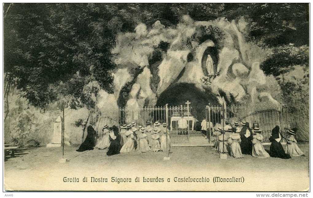GROTTA DI NOSTRA SIGNORA DI LOURDES A CASTELVECCHIO (MONCALIERI) - VG 1913 - ORIGINALE D´EPOCA 100% - Moncalieri