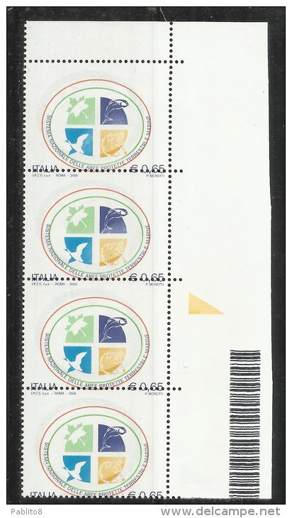 ITALIA REPUBBLICA ITALY REPUBLIC 2006 VARIETY GRANDE VARIETÀ AREE PROTETTE MNH DENTELLATURA SPOSTATA E CODICE A BARRE - Varietà E Curiosità