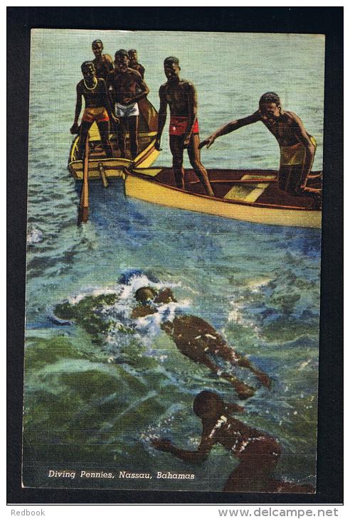 RB 934 - 1947 Postcard - Diving For Pennies Nassau Bahamas - 2d Rate To Bournemouth UK With Tourist Slogan - Bahamas