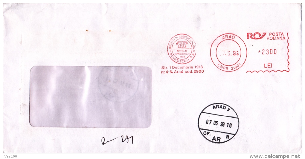 POSTA ROMANA,METER MARK ON COVER,2300 LEI,1999,ROMANIA - Briefe U. Dokumente