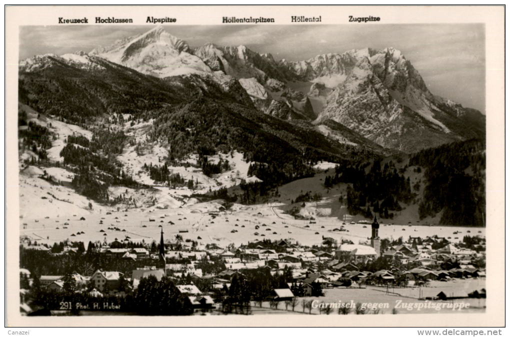 AK Garmisch Gg Zugspitze, Huber Nr. 291, Ung - Zugspitze