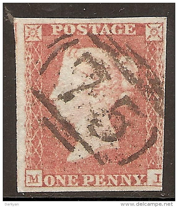 Grande-Bretagne (GB) Victoria 1841 - Penny Rouge Planche 129 MI Oblitération 75 - Oblitérés