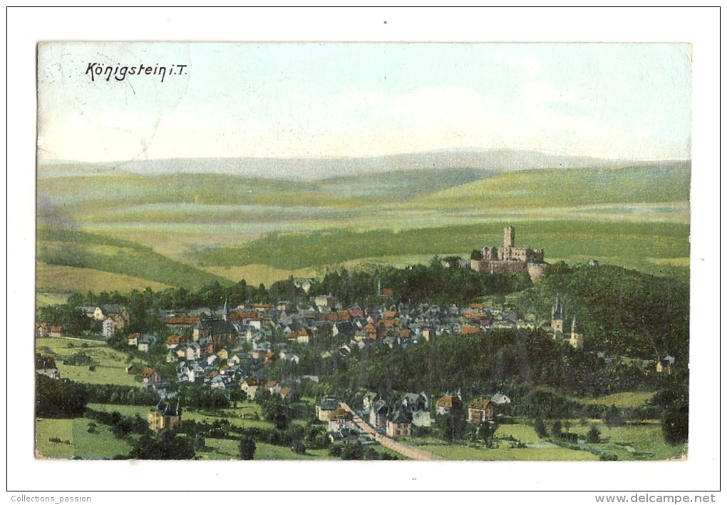 Cp, Allemagne, Königstein I. T., Voyagée 1910 - Koenigstein