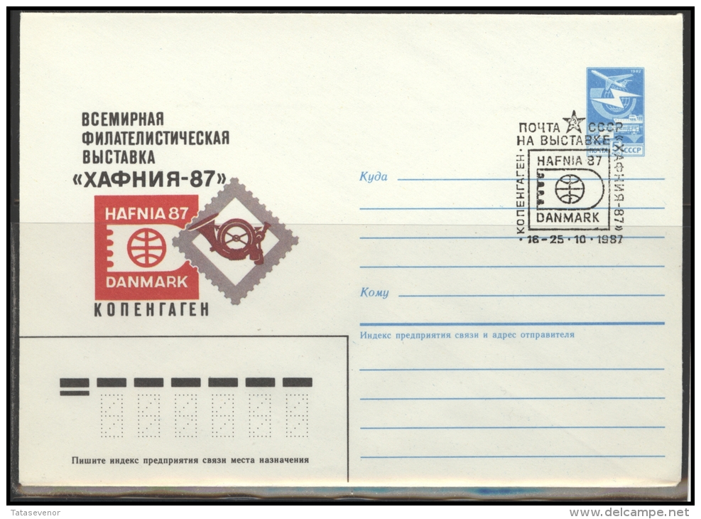 RUSSIA USSR Stamped Stationery Special Cancellation USSR Se SPEC 87-173 Philatelic Exhibition HAFNIA Copenhagen Denmark - Non Classificati