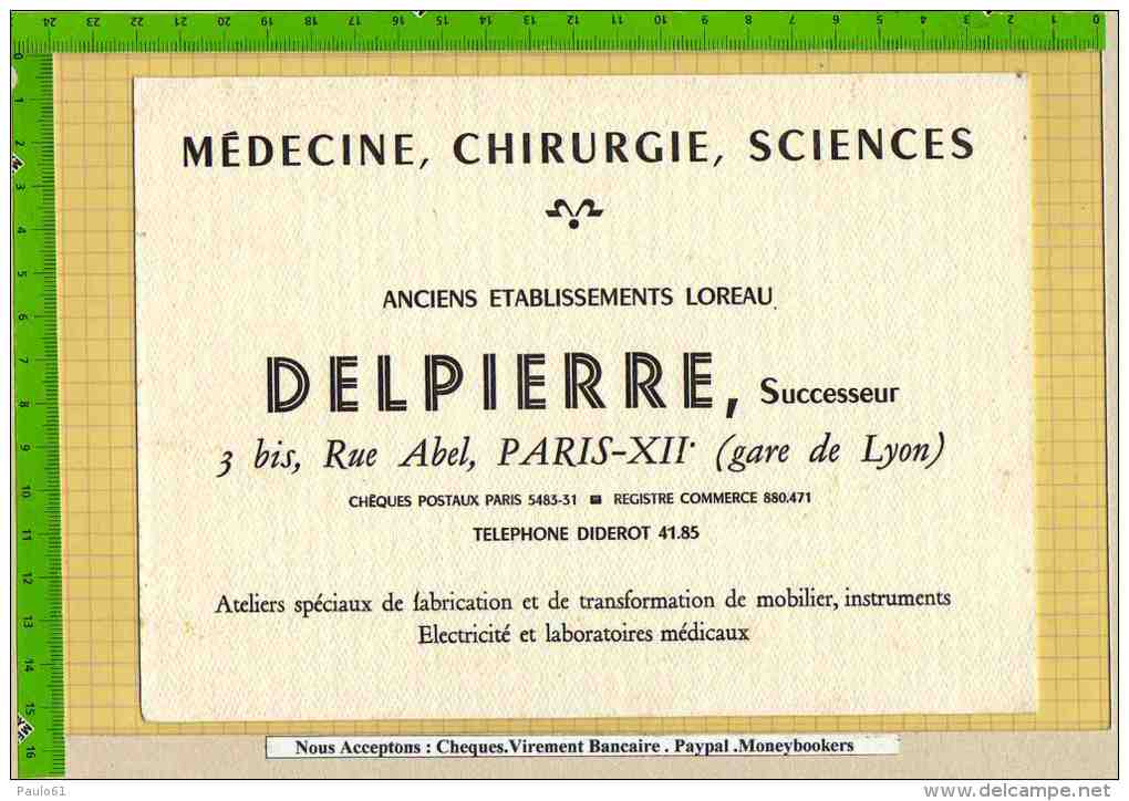 BUVARD : Medecine Chirurgie DELPIERRE  Paris - Chemist's