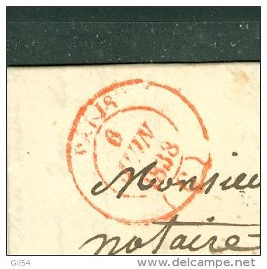 Lac Avec Timbre  à Date  Rouge Paris Type 14 En 1838 , Taxe 2 Decimes Pour Chateau Thierry   - Lm18212 - 1801-1848: Precursores XIX