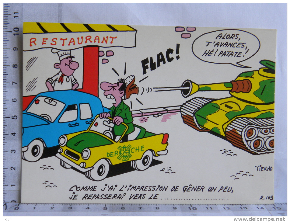 Carte Commerciale DEROCHE 94 Charenton - Illustrateur Tienno, Humour, Alors T'avances Patate, Voiture Stationnement Char - Other & Unclassified