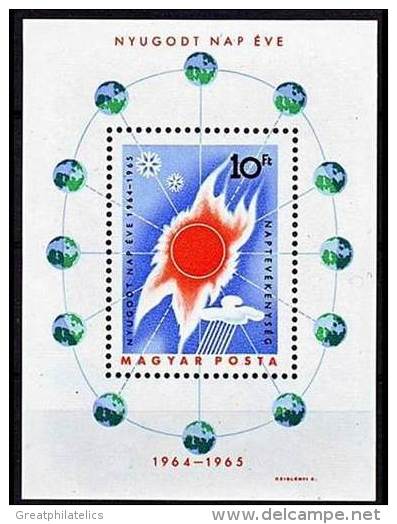 HUNGARY 1964 QUIET SUN YEAR S/S MNH  SC.#1668 SPACE ASTRONOMY (DEL10A) - Sammlungen