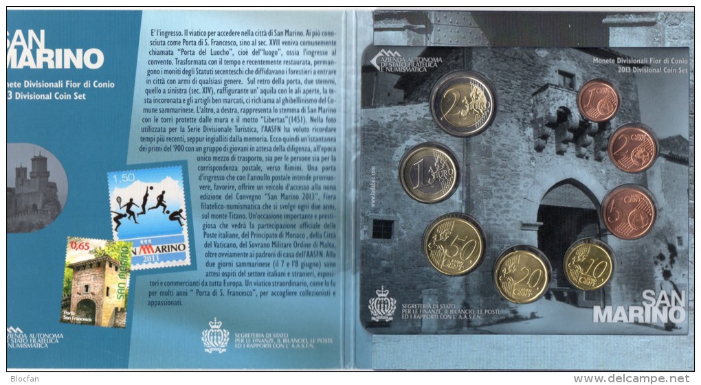 EURO-Blister San Marino Euromünzen-Satz 2013 Stg 80€ Stempelglanz Der Münzen 0,01-2,00 Handgehoben Set Coin Of Italia-SM - San Marino
