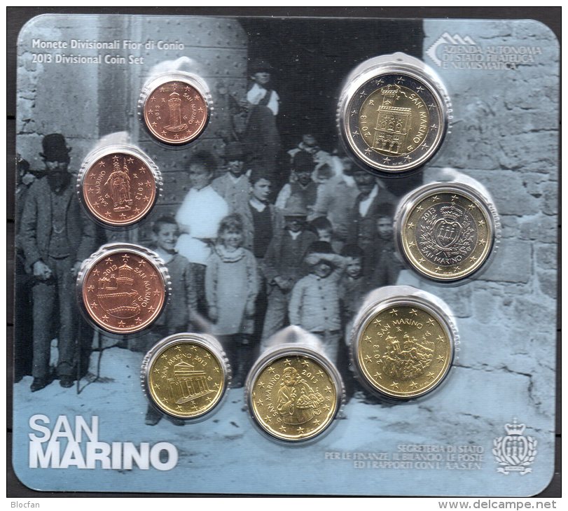 EURO-Blister San Marino Euromünzen-Satz 2013 Stg 80€ Stempelglanz Der Münzen 0,01-2,00 Handgehoben Set Coin Of Italia-SM - San Marino