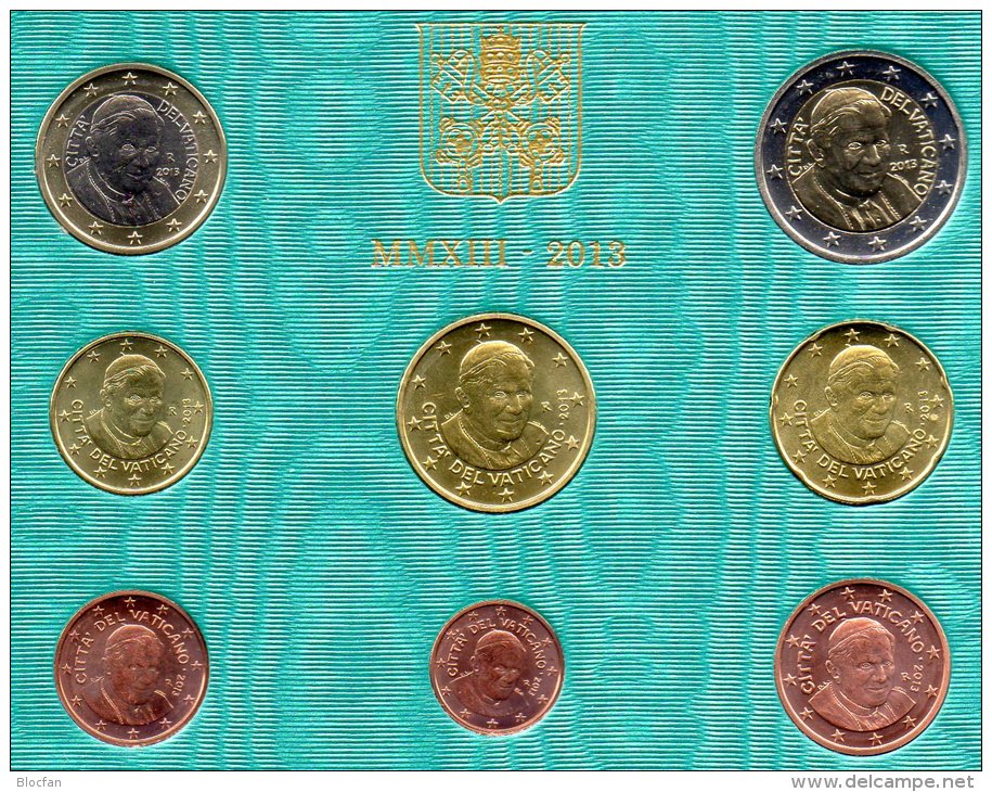 EURO-Blister Vaticano Euromünzen-Satz 2013 Stg 160€ Abschiedsatz Papst Benedict XVI Münzen 0,01-2,00 Set Coin Of Vatikan - Vatikan