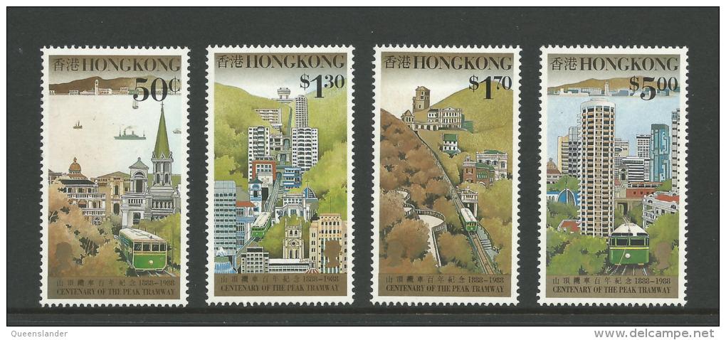 1988 Hong Kong  Peak Tramway 100 Years Set Of 4 SG No's 577/580 As  New Complete MUH On Rear - Unused Stamps