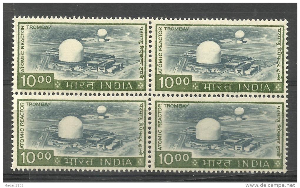 INDIA, 1976, DEFINITIVES Definitive,,1000 ONLY, No Rs,  Atomic Reactor, Perf/Denteles 14.5,  Block Of 4, MNH, (**) - Unused Stamps