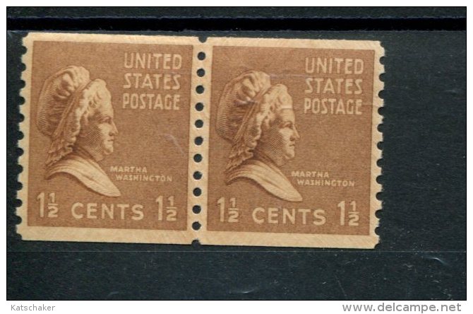 226374936 USA Met Scharnier Hinged Mit FALZ SCOTT 840 PAIR COILS MARTHA WASHINGTON - Neufs