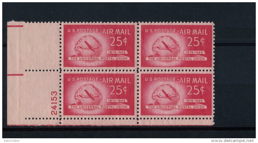 226382431 USA POSTFRIS MINT NEVER HINGED POSTFRISCH EINDWANDFREI SCOTT C44 PLATE BLOCK UNIVERSAL POSTAL UNION - 2b. 1941-1960 Neufs