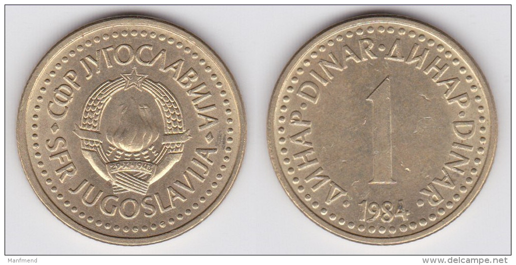 Yugoslavia- 1983 - KM 86 -1 Dinar - XF+ - Yugoslavia