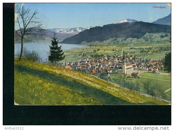 Litho Unterägeri Kanton Zug Suisse Panorama Tannenbaum 31.12.1934 Nach Pfullendorf - Unterägeri