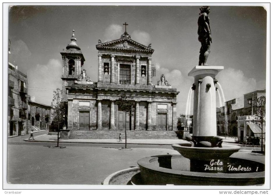 GELA, PIAZZA UMBERTO I, B/N, VG 1955    **** - Gela