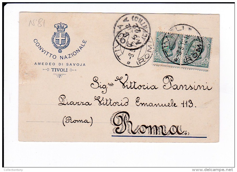 Storia Postale - Cartolina - Convitto Nazionale - Amedeo Di Savoia - Tivoli Viag.1912 - - Storia Postale